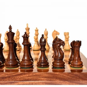 Fierce Knight Series chess Pieces Boxwood & Sheesham 4&quot; King luxury wood staunton chess pieces-The Chess Empire