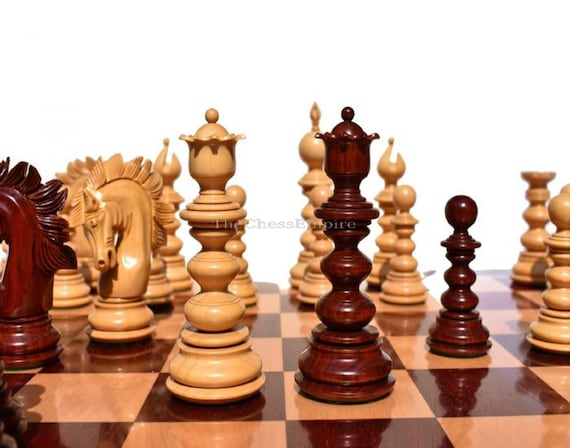 Designer Savano Series Chess Pieces Boxwood & Padauk Matte Finish