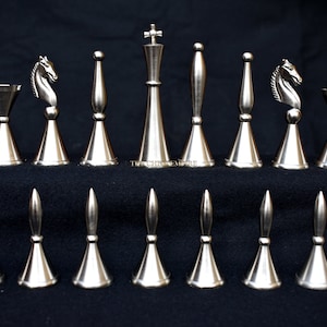 The Stamford Series brass metal chess set chess pieces  4.25” King brass chess pieces luxury metal chess set pieces  Silver/Antique