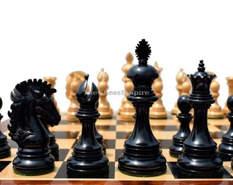 Wellington Series luxury chess set chess pieces Boxwood & Ebony 4.4&quot; King staunton chess  pieces /luxury chess pieces-The Chess Empire