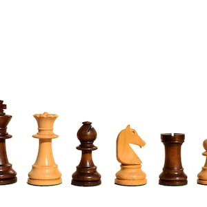 B210 Henri Chavet 1980-1990 Reproduction chess pieces Boxwood & Dark Brown Gilded 3.62" antique chess pieces--The Chess Empire