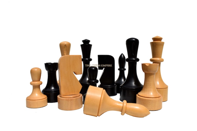 The Northern Art Series wood chess pieces 3.75 King Boxwood/Ebonized luxury wood chess piecesThe Chess Empire image 1