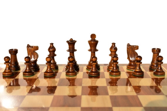 Repro 1890 French Lardy Staunton Chess Pieces Only Set – Ebonised & Boxwood