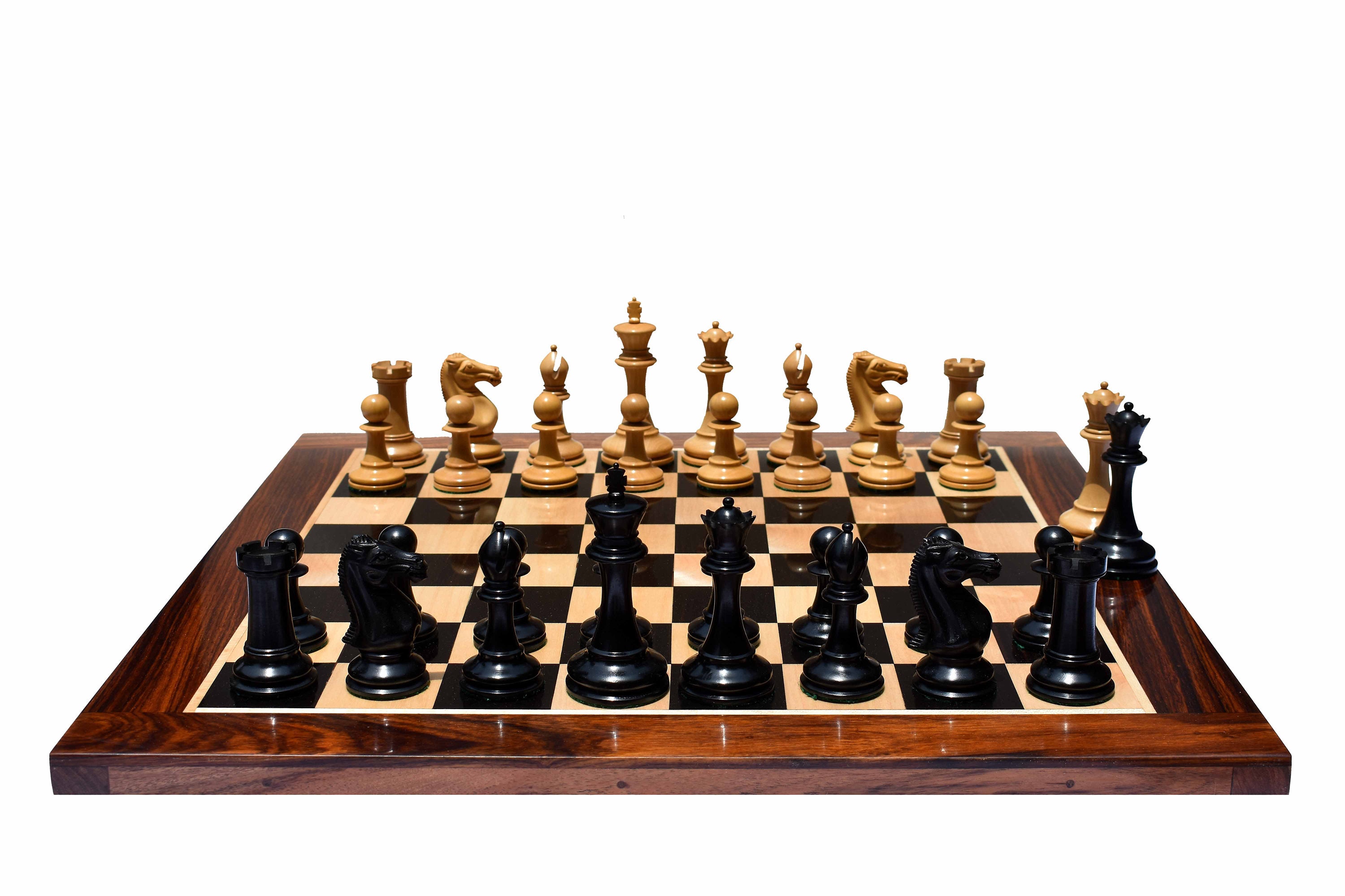 Queens Gambit Series Complete Chess Set Boxwood & Ebony 