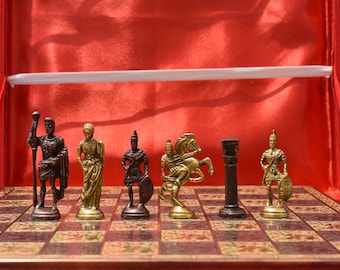 Roman Art solid Brass complete Chess Set Brass & Copper Color Coated  3.5" King with 13.5" chess board metal chess set-The Chess Empire