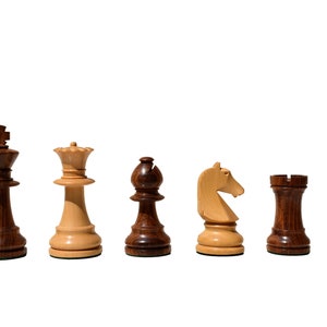 B210 Henri Chavet Series reproduction 1980-1990 Chess pieces Boxwood & Sheesham 3.625" King luxury wood chess pieces--The Chess Empire