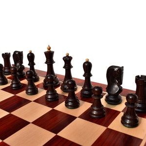 Zagreb 59 Series luxury chess pieces Boxwood & Rosewood 3.9 King staunton wood chess piecesThe Chess Empire image 9