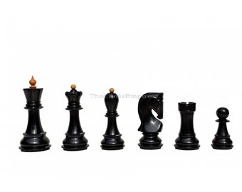 Zagreb 59 Series luxury chess pieces Boxwood & Ebonized 3.9" King staunton wood chess pieces--The Chess Empire