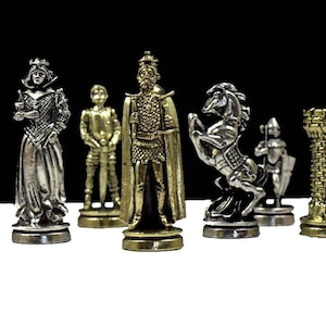 The Medieval Metal luxury metal Chess set chess Pieces 3.25" King metal chess pieces --The Chess Empire