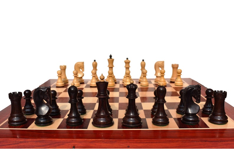 Zagreb 59 Series luxury chess pieces Boxwood & Rosewood 3.9 King staunton wood chess piecesThe Chess Empire image 1