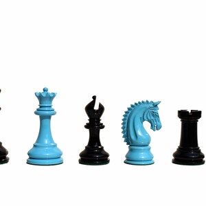 The Sovereign Series luxury chess pieces Turquoise blue & black lacquered 4.25&quot; King staunton chess pieces-The Chess Empire