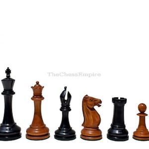 1853-1855 Jaques luxury wood chess pieces Paulsen Series Antiqued Boxwood & Ebony -3.5&quot;  staunton chess pieces-The Chess Empire