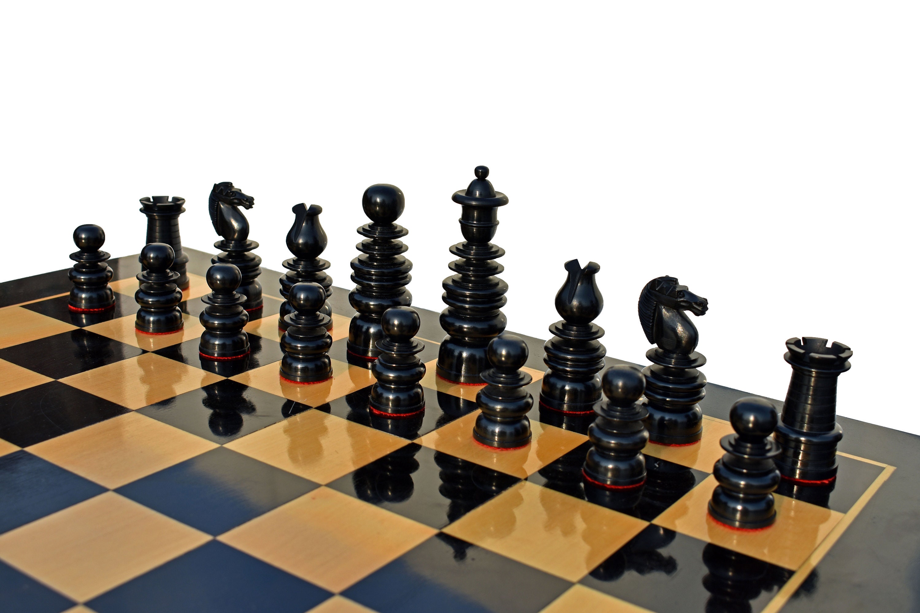 1841 Calvert Series Reproduction Chess Pieces Antiqued Boxwood & Ebony ...