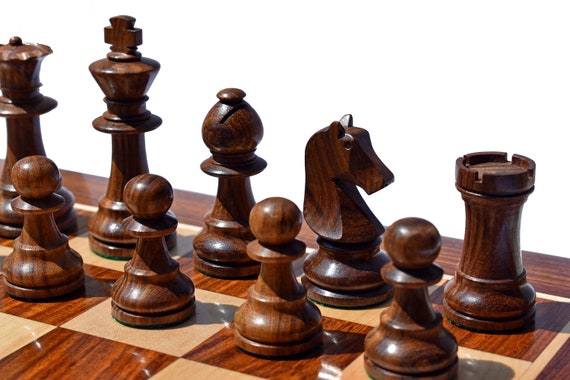 Combo of Reproduced 90s French Chavet Championship Tournament Chess Pieces  V2.0 in Ebonized / Box Wood 