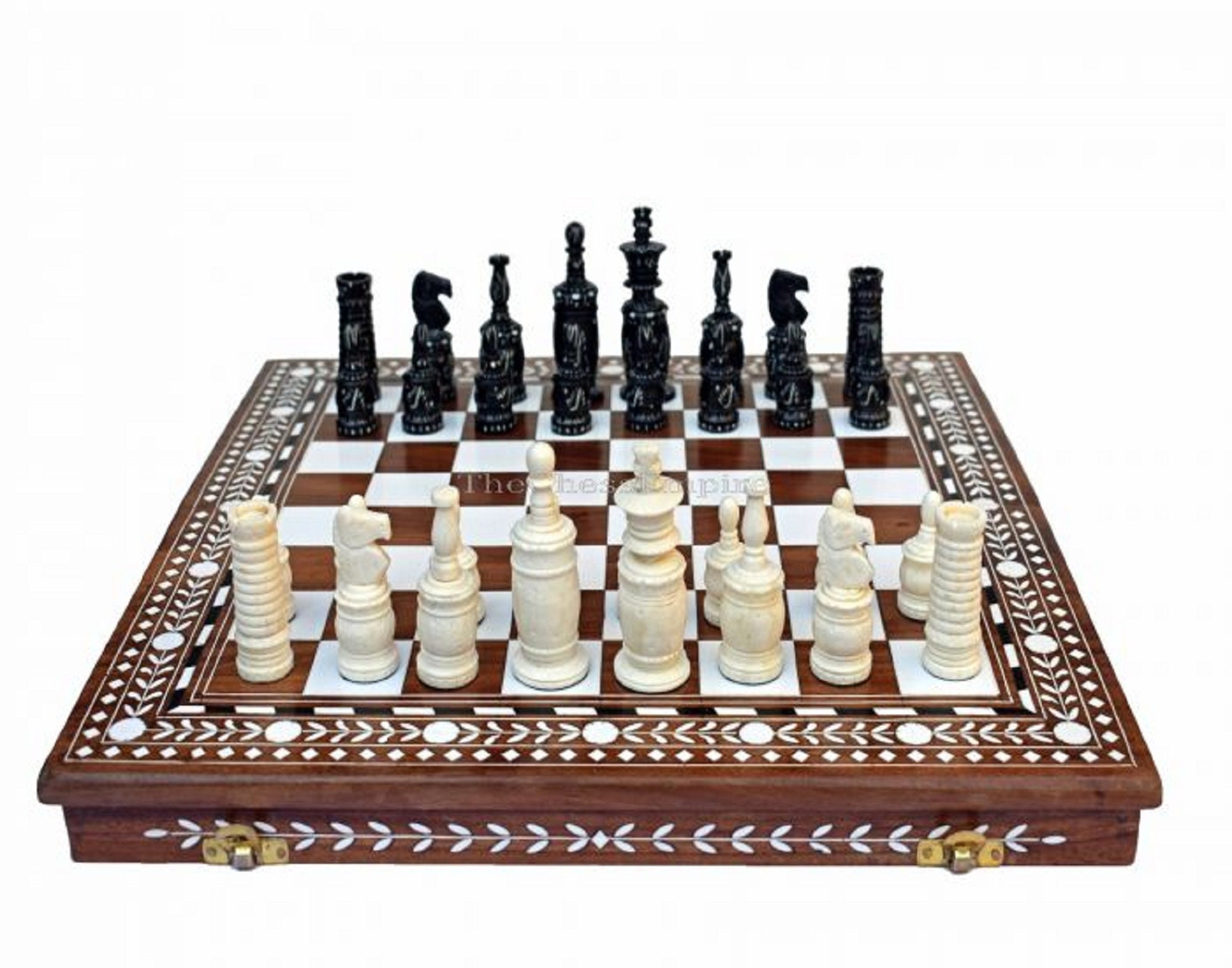 Morphy Bone Barleycorn Chess Pieces - www.