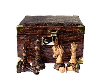 Wooden Chess Piece Case with Sliding Lid - España Wooden Chess Piece Case with Sliding Lid - España