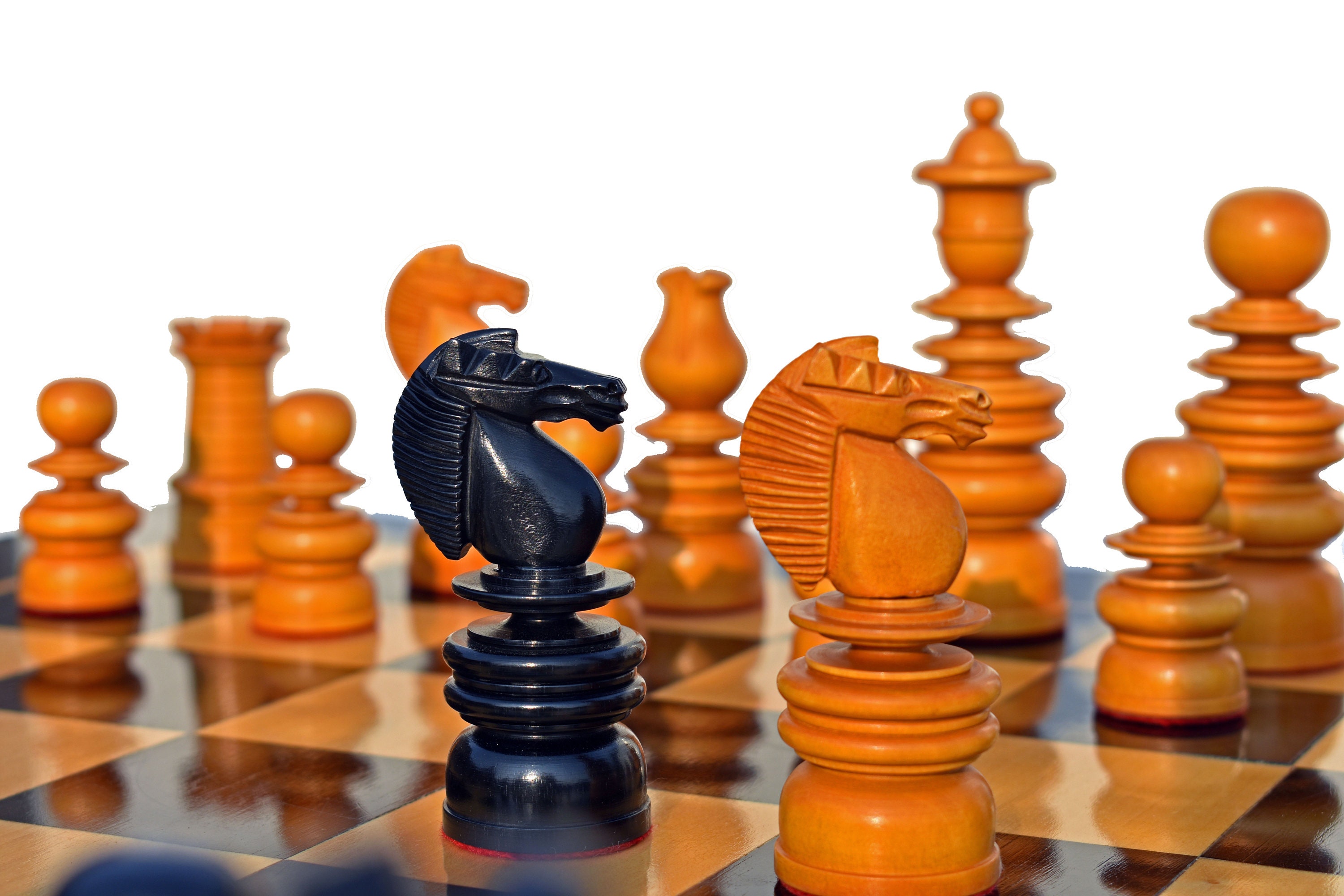 1841 Calvert Series Reproduction Chess Pieces Antiqued Boxwood & Ebony ...