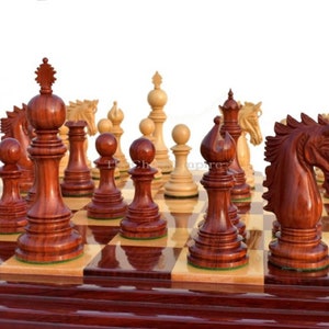 Victoria castle series luxury wood chess set chess pieces Boxwood & Padauk 4.4&quot; King staunton chess pieces--The Chess Empire