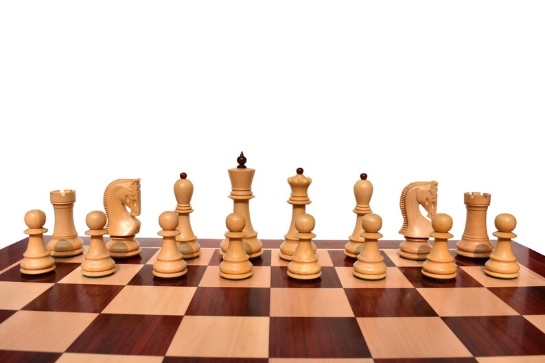 Zagreb 59 Series luxury chess pieces Boxwood & Rosewood 3.9 King staunton wood chess piecesThe Chess Empire image 5