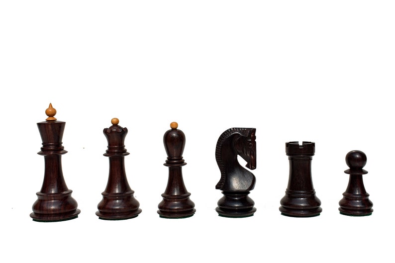 Zagreb 59 Series luxury chess pieces Boxwood & Rosewood 3.9 King staunton wood chess piecesThe Chess Empire image 4