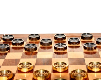 Executive series luxury solid brass checkers pieces set 1.75" diameter with luxurious storage box heavy weighted checkers-The Chess Empire