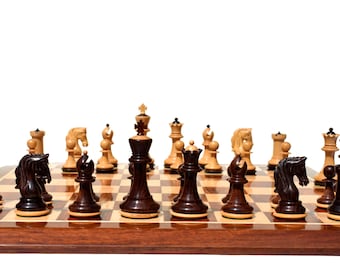 The Secretariat Series complete luxury chess set Boxwood & Rosewood 3.75&quot; King heavy weighted with 2&quot; square chess set - The Chess Empire
