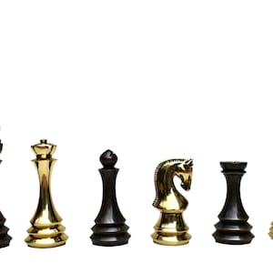 The Russian Legacy brass metal chess pieces 4.4&quot; King luxury metal Chess Pieces Antiqued Brass chess pieces-The Chess Empire