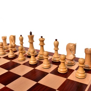 Zagreb 59 Series luxury chess pieces Boxwood & Rosewood 3.9 King staunton wood chess piecesThe Chess Empire image 6