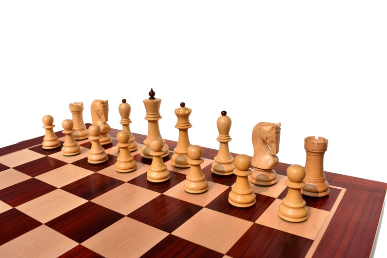 Zagreb 59 Series luxury chess pieces Boxwood & Rosewood 3.9 King staunton wood chess piecesThe Chess Empire image 6