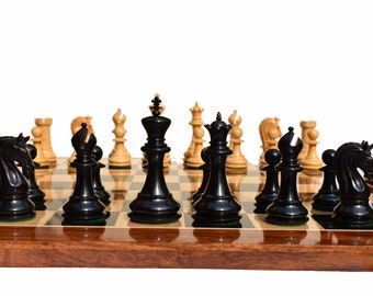 Saint Joseph Series complete luxury staunton chess set Boxwood & Ebony 4.25" King with 2.25" square luxury chess board --The Chess Empire