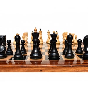 Zagreb 59 Series luxury chess pieces Boxwood & Ebony 3.9&quot; King staunton wood chess pieces--The Chess Empire