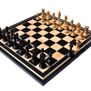 The Empire Prestige Series luxury staunton wood chess set Boxwood & Ebony 4.4&quot; King with 2.25&quot; square luxury chess board--The Chess Empire