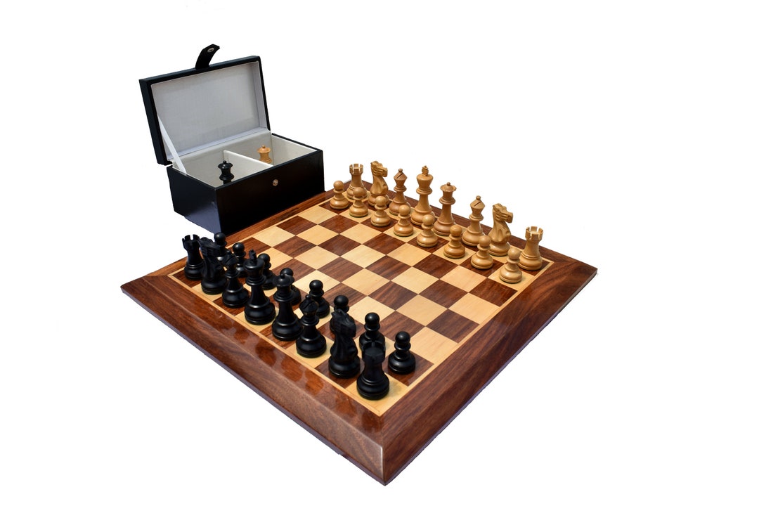 Complete Chess Set British Series Boxwood/ebonized 3.25 King With