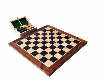 Tournament Series luxury wood complete checkers set Boxwood & Ebony 1.75", Maple Storage Box and 2" Square Chess board-The Chess Empire