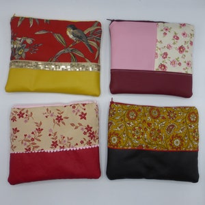 Pochette pour liseuse 6 7 pouces, étui pour liseuse fleurs oiseau rouges roses bordeaux en coton et simili-cuir 4 modèles