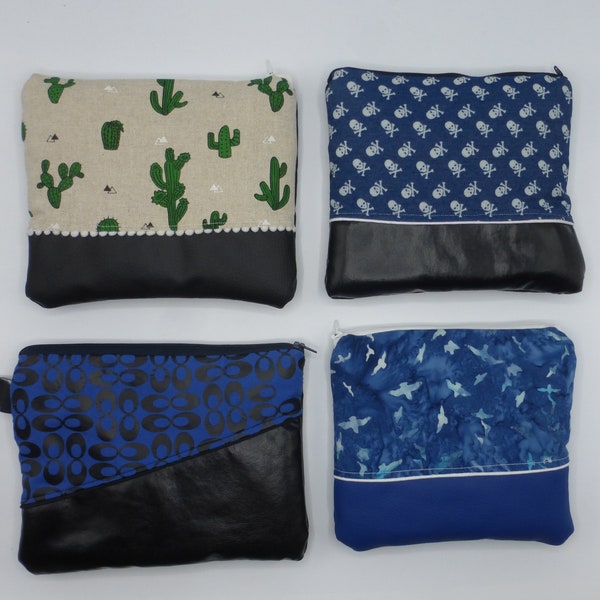 Pochette pour liseuse 6 7 pouces, étui pour liseuse cactus géométrique oiseaux têtes de mort vert bleu en coton et simili-cuir 4 modèles