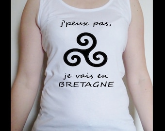 Damski bawełniany top bez rękawów "Nie mogę, jadę do Bretanii" XS-XL