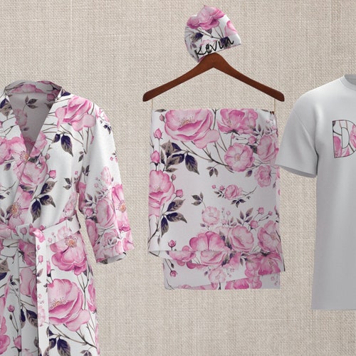 Pink Floral Labor Matching Robe and Swaddle Set Newborn Etsy