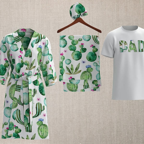 Cactus Print Labor Matching Robe and Swaddle Set,  Swaddle Blanket Hospital Set, Maternity Robe,  coming home,   Gift