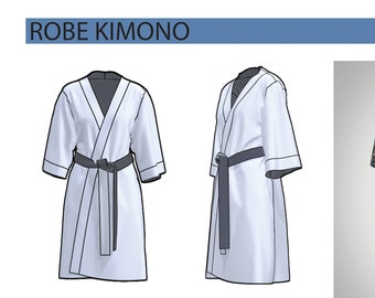 Robe Kimono Bathrobe Sewing Pattern (S-4XL), Hospital Robe Pdf Digital Pattern, Pdf Sewing Pattern, Instant Download, no instruction