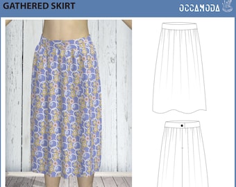 Skirt Pattern, Gathered Skirt, Size(US 4&6 and 8)(UK 8,10 and 12) , Pdf Sewing Pattern, Instant Download, Sewing Instructions, Print at Home