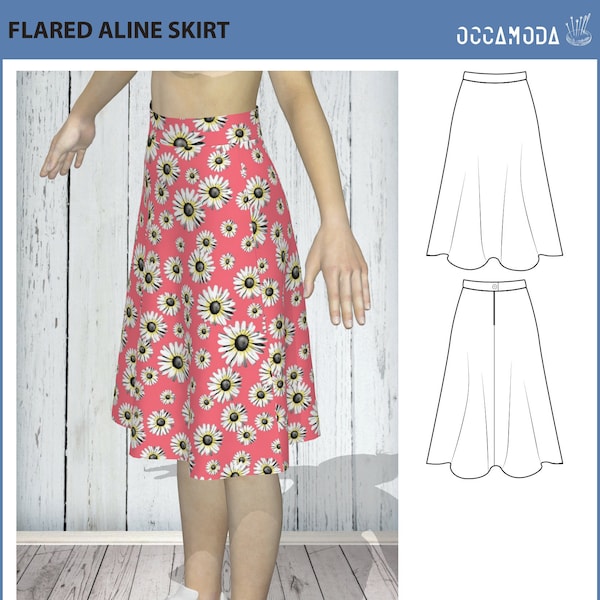 Skirt Pattern, Basic Aline Skirt, Size(US 10&12 and 14)(UK 14,16 and 18) , Pdf, Sewing Pattern, Instant Download, Sewing Tutorial