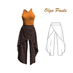 Palazzo Pants Sewing Pattern, Size 14 16 18, Instant Download Woman Pants Pdf Pattern, Plus Size Pant Pdf Pattern, Instant Download Pattern