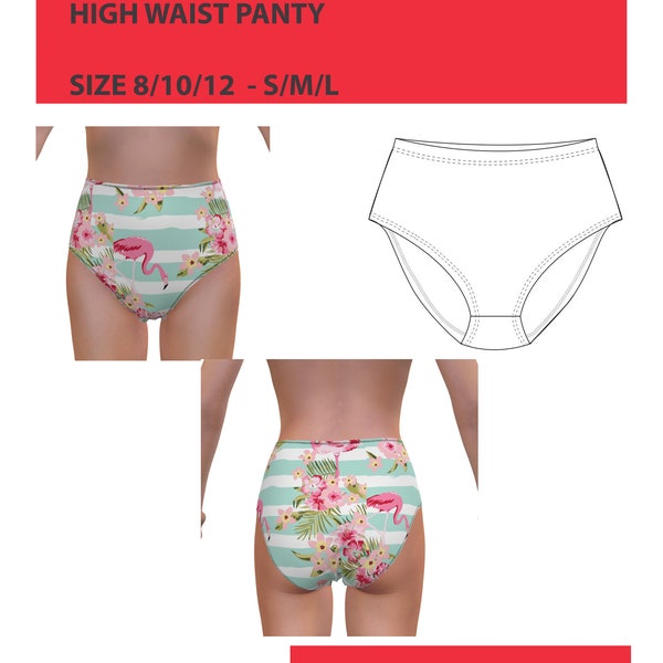 Underwear Panties Sewing Pattern, Instant Download Lingerie Pdf Pattern, High Waist Panties Pdf Sewing Pattern, Instant Download Pattern