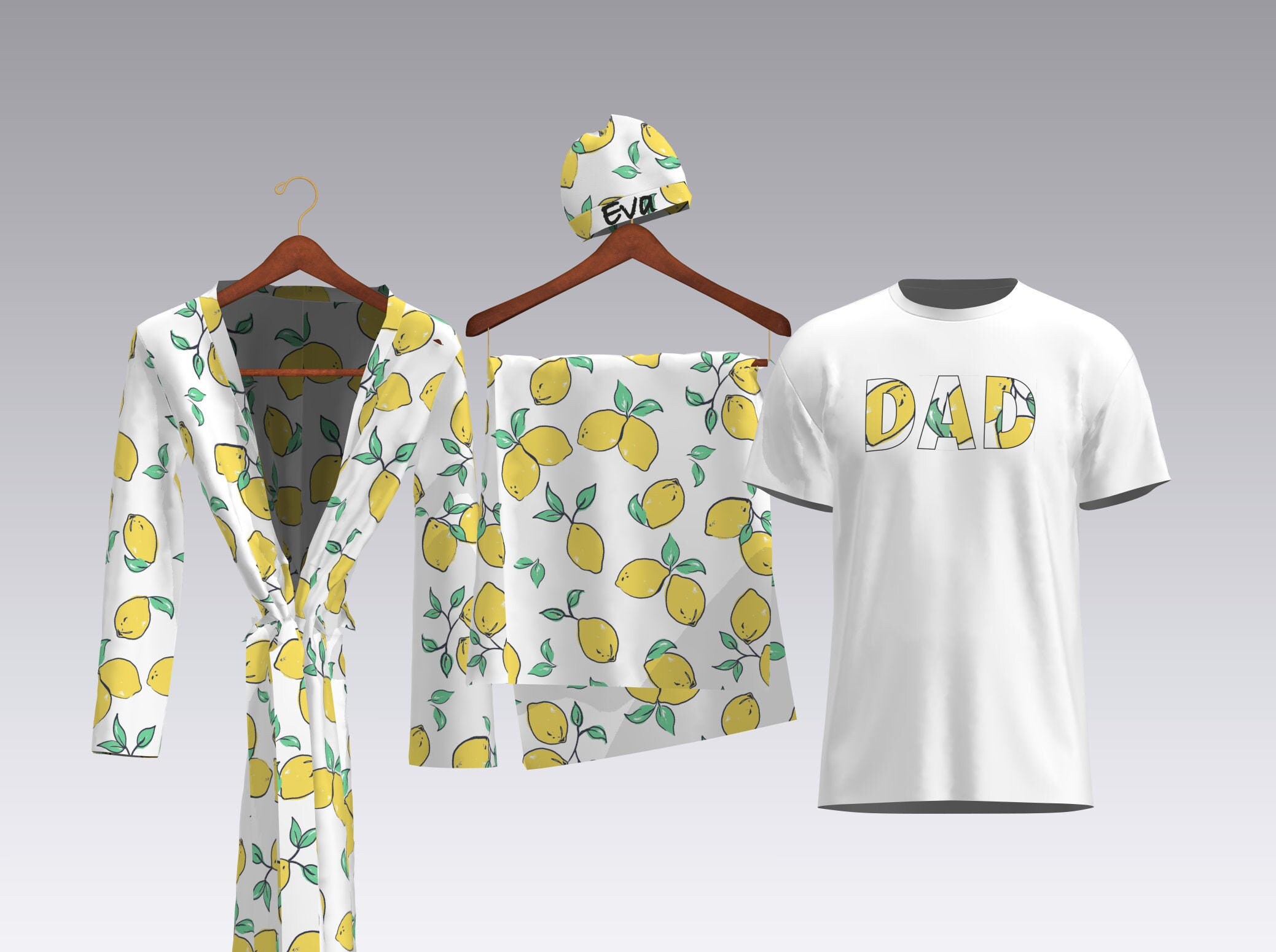 Lemon Print Hospital Set Delivery Robe Swaddle Set Mom Daddy Matching Hospital Set Maternity Robe and Swaddle Welcome New Mom Gift