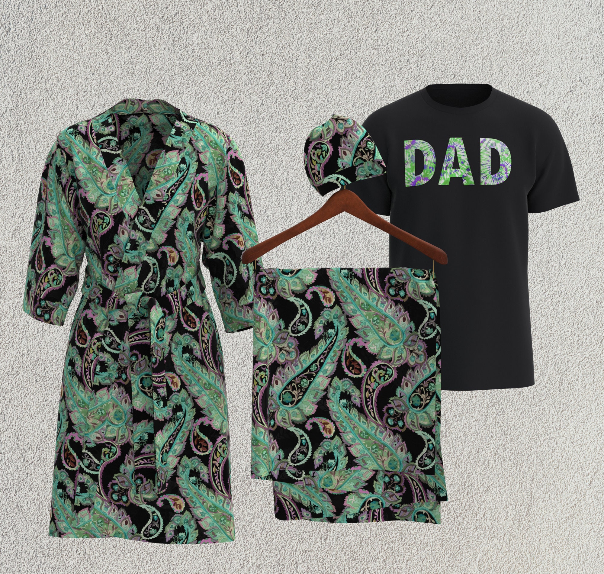 Green Paisley Mommy and Hospital Matching Set, Robe and Swaddle Set