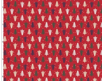 Pine Tree Fabric, Christmas  Tree, Christmas Ornaments Fabric, Christmas Fabric, Fabric By The Yard, Jersey Knit, Stretch Fabric, Christmas