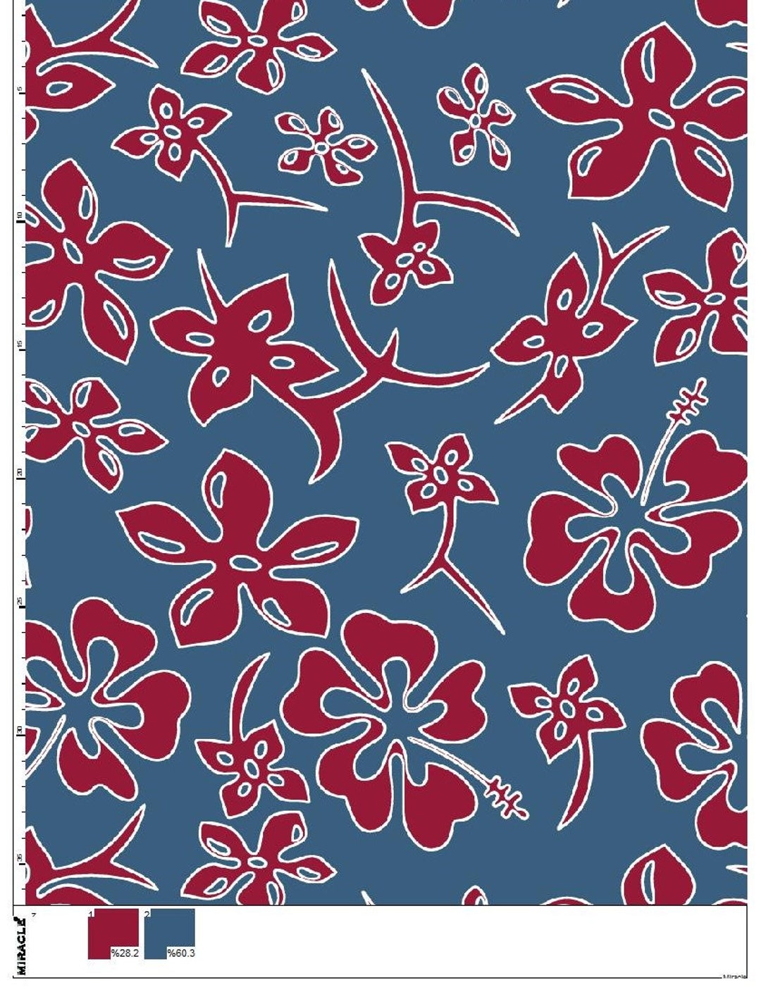 Petrol Blue Floral Fabric by the Yard, Cotton Elastane Stretch Jersey