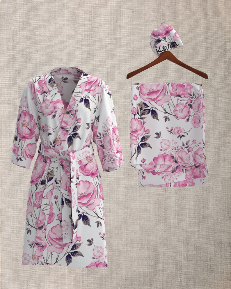 Pink Floral Labor Matching Robe and Swaddle Set Newborn Etsy