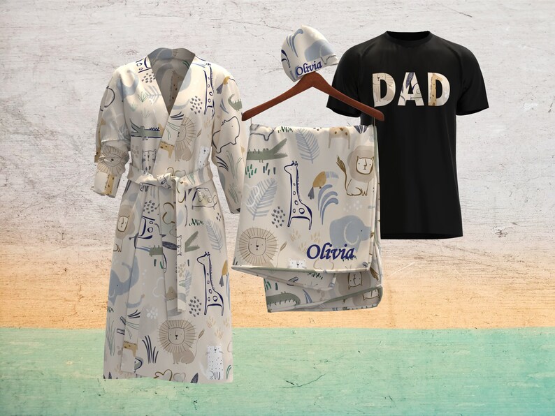 Safari Jungle Animal Matching Robe and Swaddle Set Swaddle Etsy